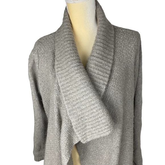 Loft beige wool alpaca draped waterfall cardigan‎ size Large - Picture 2 of 11